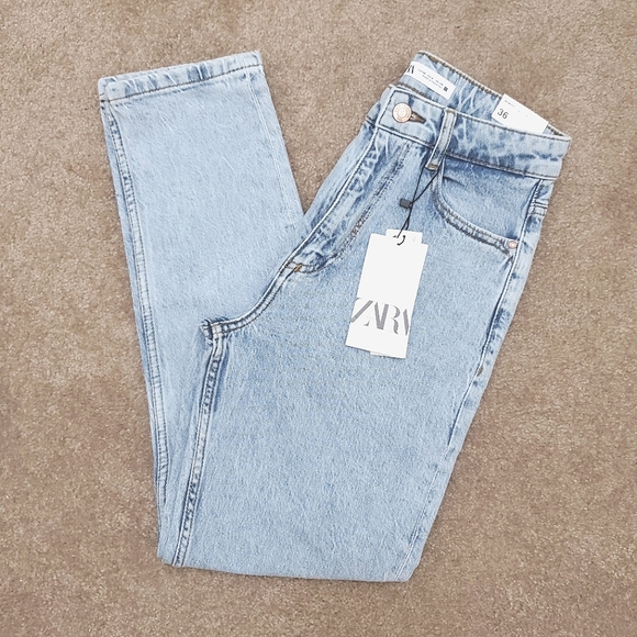 Zara* high rise straight mom leg ankle jeans blogger favorite - Picture 4 of 5